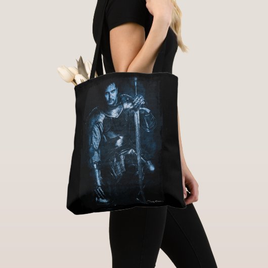 Fantasy middeleeuwse krijger in pantser illustrati tote bag (Dichtbij)