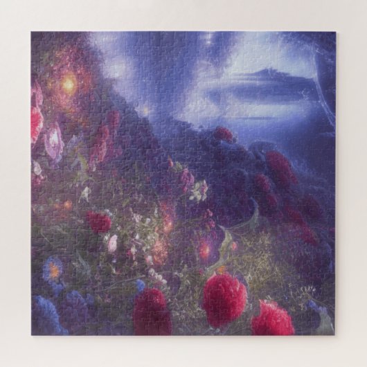 Fantasy Misty Rainy Magical Garden Landschap Legpuzzel (Horizontaal)