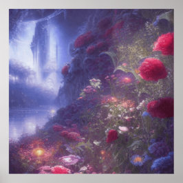 Fantasy Misty Rainy Magical Garden Landschap Poster