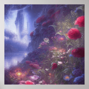 Fantasy Misty Rainy Magical Garden Landschap Poster