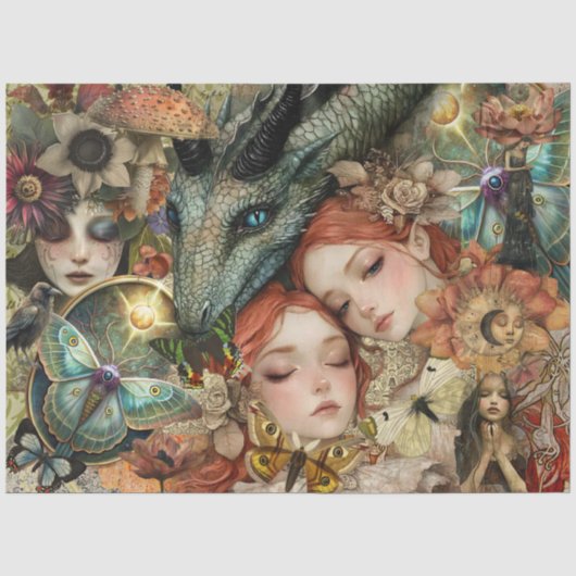 Fantasy Mixed Media Tuin Collage Decoupage Tissuepapier (Voorkant)