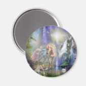 Fantasy Moeder Unicorn en Baby in een Fairy Garden Magneet (Voorkant / Achterkant)