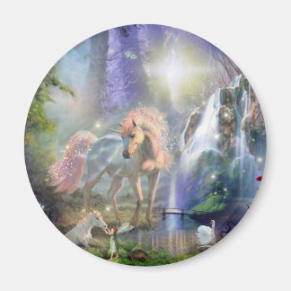 Fantasy Moeder Unicorn en Baby in een Fairy Garden Magneet