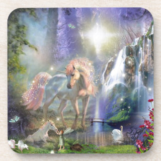 Fantasy Moeder Unicorn en Baby in een Fairy Garden Onderzetter