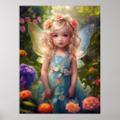 Fantasy mooi blauw fee meisje poster (Voorkant)