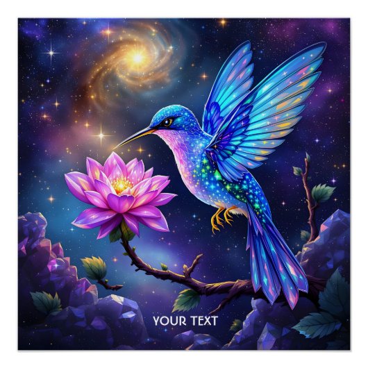 Fantasy Mooie Bloem Kleine Vogel Perfect Poster (Voorkant)