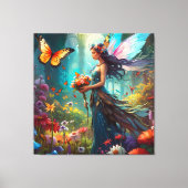 Fantasy Mooie Fairy Bloemtuin Canvas Afdruk (Voorkant)