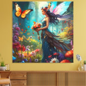Fantasy Mooie Fairy Bloemtuin Canvas Afdruk (Insitu (Woonkamer))