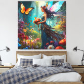 Fantasy Mooie Fairy Bloemtuin Canvas Afdruk (Insitu (Slaapkamer))