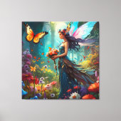 Fantasy Mooie Fairy Bloemtuin Canvas Afdruk (Voorkant)