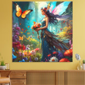 Fantasy Mooie Fairy Bloemtuin Canvas Afdruk (Insitu (Woonkamer))