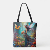 Fantasy Mooie Fairy Bloemtuin Tote Bag (Achterkant)