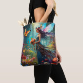 Fantasy Mooie Fairy Bloemtuin Tote Bag (Dichtbij)