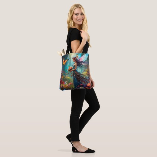 Fantasy Mooie Fairy Bloemtuin Tote Bag (Op model)