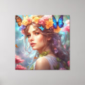 Fantasy Mooie Fairy Vlinders Bloemtuin Canvas Afdruk (Voorkant)