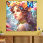 Fantasy Mooie Fairy Vlinders Bloemtuin Canvas Afdruk (Insitu (Woonkamer))