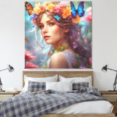 Fantasy Mooie Fairy Vlinders Bloemtuin Canvas Afdruk (Insitu (Slaapkamer))