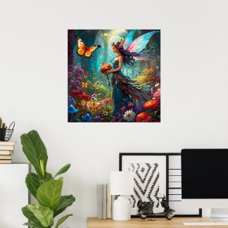 Fantasy Mooie Feeën Bloementuin Poster
