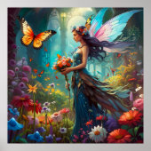 Fantasy Mooie Feeën Bloementuin Poster (Voorkant)