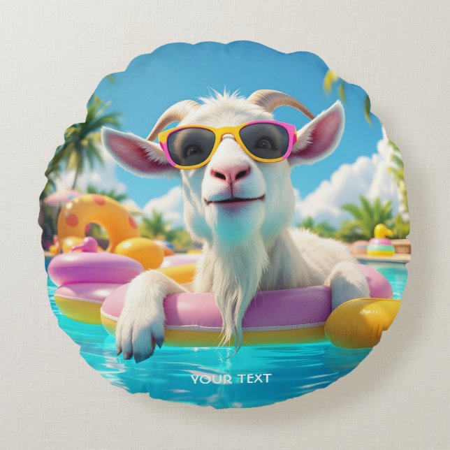 Fantasy Mooie Geit Drijfbril Rond Kussen (Voorkant)