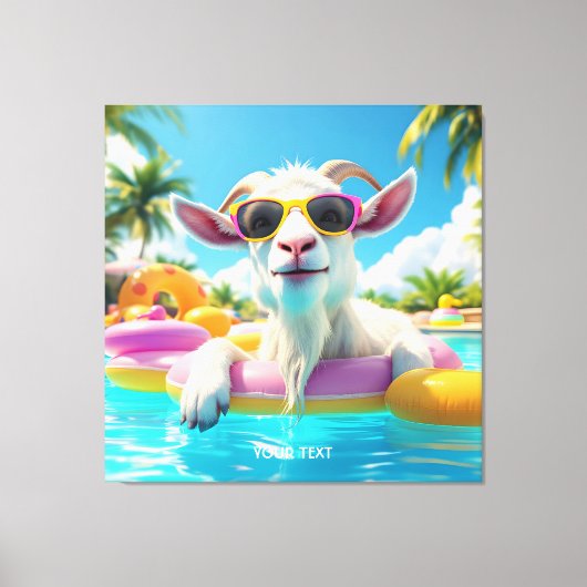 Fantasy Mooie Geit Drijvende Bril Canvas Afdruk (Voorkant)