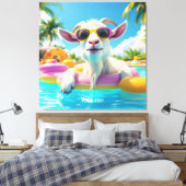 Fantasy Mooie Geit Drijvende Bril Canvas Afdruk (Insitu (Slaapkamer))