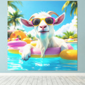 Fantasy Mooie Geit Drijvende Bril Canvas Afdruk (Insitu (Houten vloer))