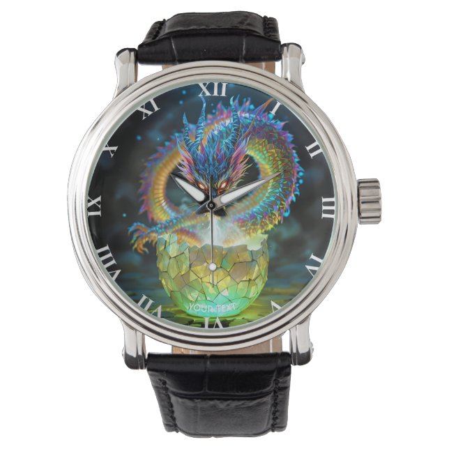 Fantasy Mooie Groene Draken Ei Horloge (Voorkant)