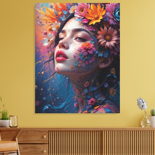 Fantasy Mooie Kleurrijke Bloem Fairy Princess Canvas Afdruk (Insitu (Woonkamer))