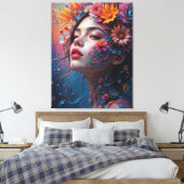Fantasy Mooie Kleurrijke Bloem Fairy Princess Canvas Afdruk (Insitu (Slaapkamer))