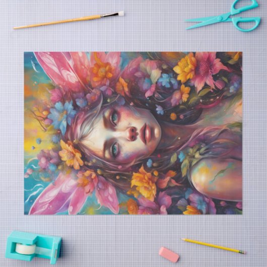 Fantasy Mooie Kleurrijke Bloemenfee Decoupage Tissuepapier (Craft)