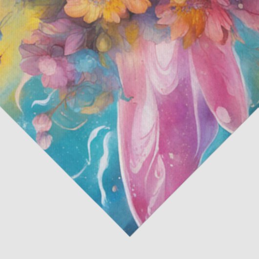 Fantasy Mooie Kleurrijke Bloemenfee Decoupage Tissuepapier (Detail)