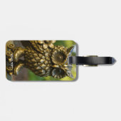 Fantasy Mooie Koperen Uil Schaatsen Bagagelabel (Achterkant horizontaal)