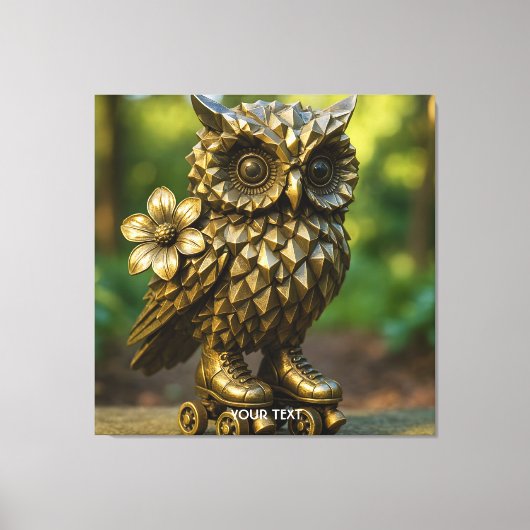 Fantasy Mooie Koperen Uil Schaatsen Canvas Afdruk (Voorkant)