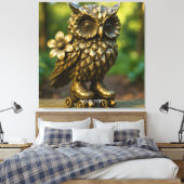 Fantasy Mooie Koperen Uil Schaatsen Canvas Afdruk (Insitu (Slaapkamer))