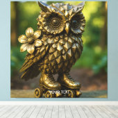 Fantasy Mooie Koperen Uil Schaatsen Canvas Afdruk (Insitu (Houten vloer))