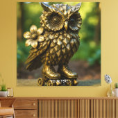Fantasy Mooie Koperen Uil Schaatsen Canvas Afdruk (Insitu (Woonkamer))