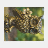 Fantasy Mooie Koperen Uil Schaatsen Fleece Deken (Voorkant (Horizontaal))