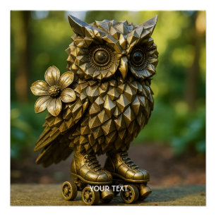 Fantasy Mooie Koperen Uil Schaatsen Perfect Poster