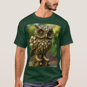 Fantasy Mooie Koperen Uil Schaatsen T-shirt