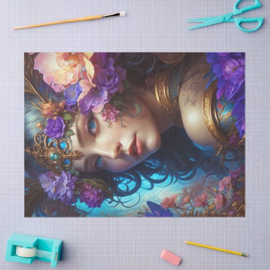 Fantasy Mooie Paarse Bloemenfee Decoupage Tissuepapier (Craft)