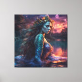 Fantasy Mooie prinses Siren Zeemeermin op een meer Canvas Afdruk (Voorkant)