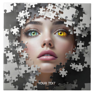 Fantasy Mooie Puzzel Meisje Gezicht  Tegeltje