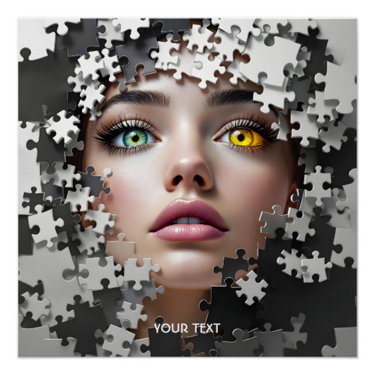 Fantasy Mooie Puzzel Meisjesgezicht Perfect Poster (Voorkant)