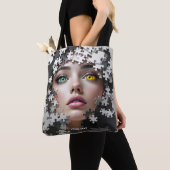 Fantasy Mooie Puzzel Meisjesgezicht Tote Bag (Dichtbij)