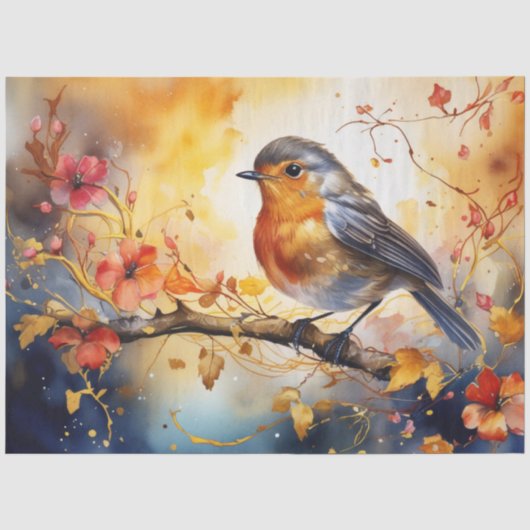 Fantasy Mooie Robin Tissuepapier (Voorkant)