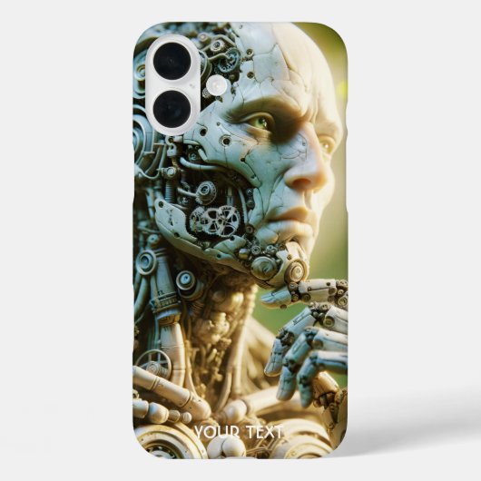 Fantasy Mooie Robot Gezicht Beeldhouwwerk Case-Mate iPhone Case (Achterkant)