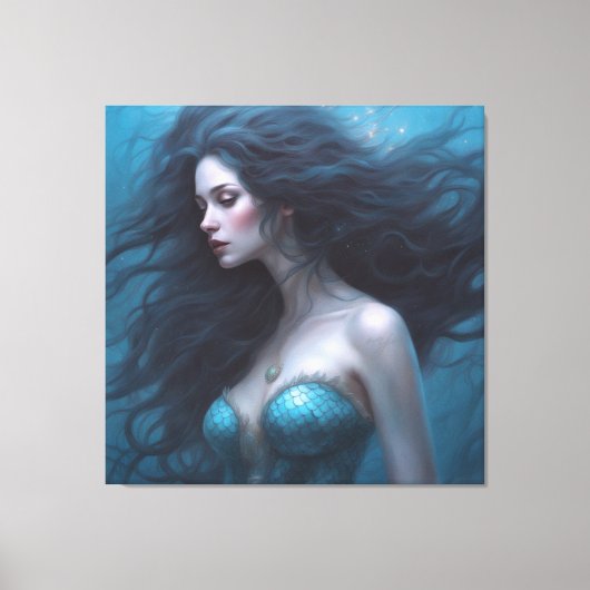 Fantasy Mooie Siren Zeemeermin Canvas Afdruk (Voorkant)