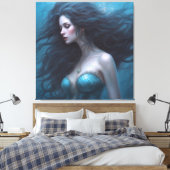 Fantasy Mooie Siren Zeemeermin Canvas Afdruk (Insitu (Slaapkamer))