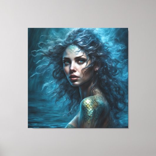 Fantasy Mooie Siren Zeemeermin Prinses Canvas Afdruk (Voorkant)